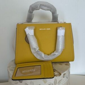 Michael Kors Mustard Satchel Bag & Matching Wallet